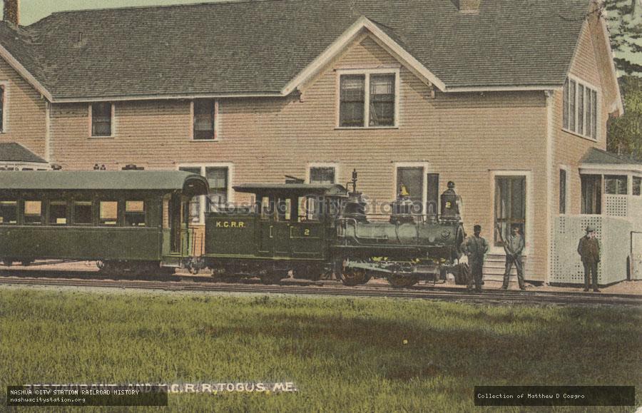 Postcard: Restaurant and Kennebec Central Railroad, Togus, Maine